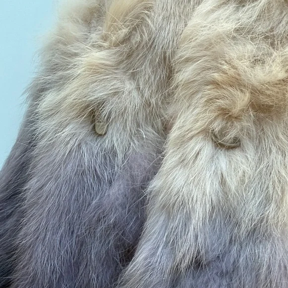 Luii Rabbit Fur Vest Purple & Off-white Ombré Large